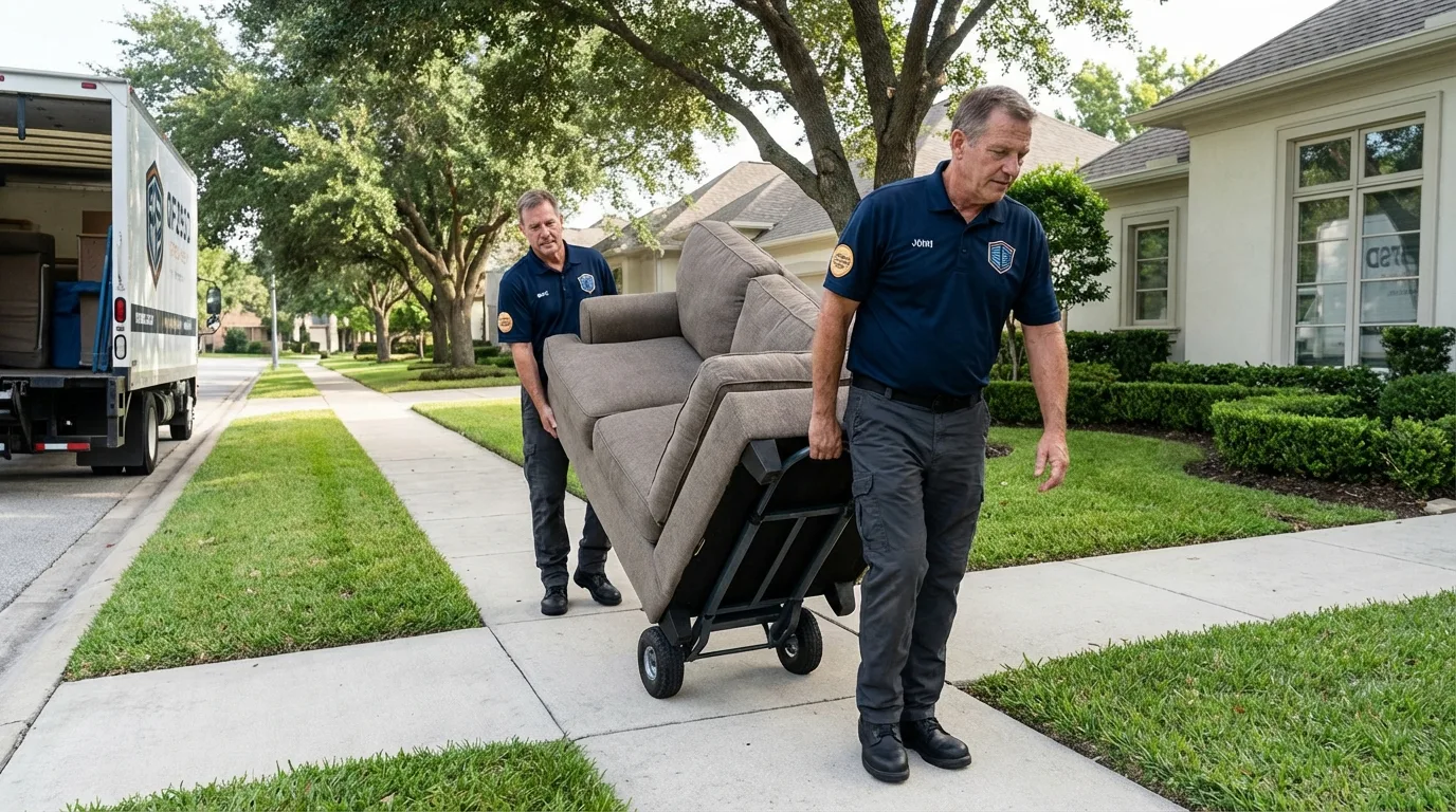 Local residential moving crew loading furniture in Walhalla, SC
